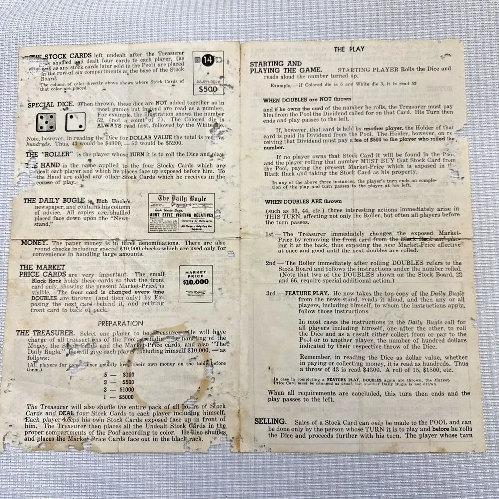 Vintage Parker Brothers Rich Uncle - The Stock Market Game 1955 USA - Complete